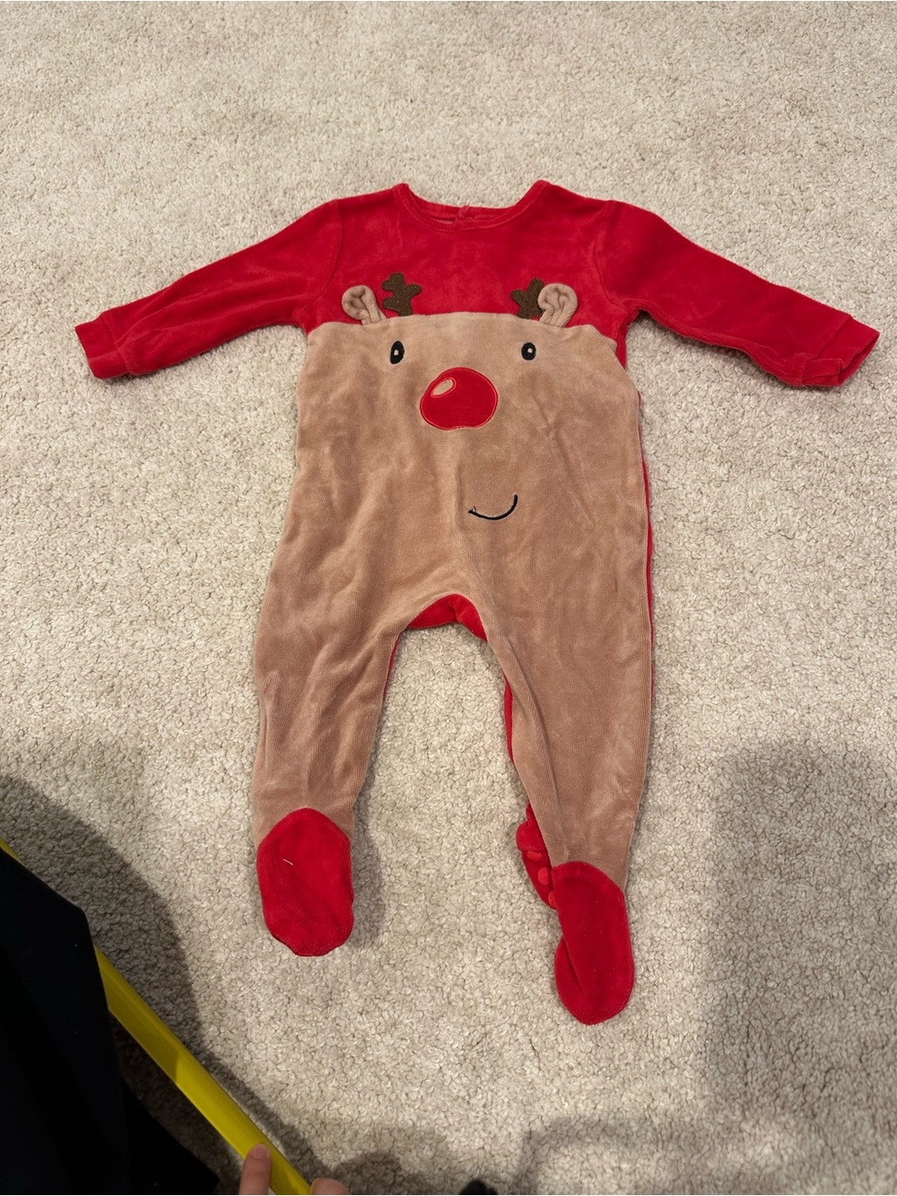 Cozy Reindeer Footed One-Piece Pajama in Red and Brown